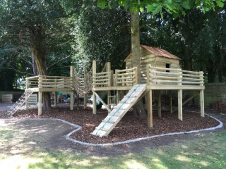 children's play area and tree house