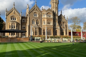 Well tended lawns at Oakley Court Hotel