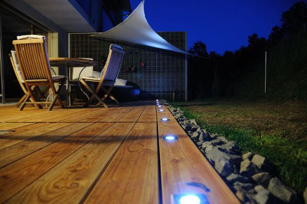 LED lights sunk into decking