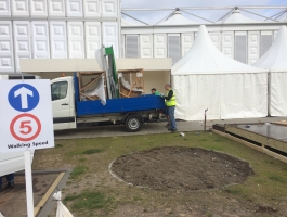 setting up at chelsea flower show