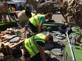 laying stone pathway at chelsea flower show