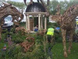 adding final touches at chelsea flower show