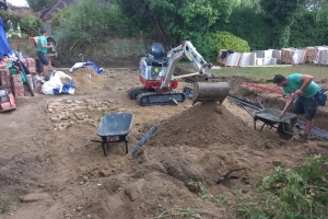 building foundations of a landscaped garden