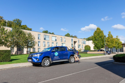 Thames Valley Landscapes van being loaded with grounds maintenance equipment