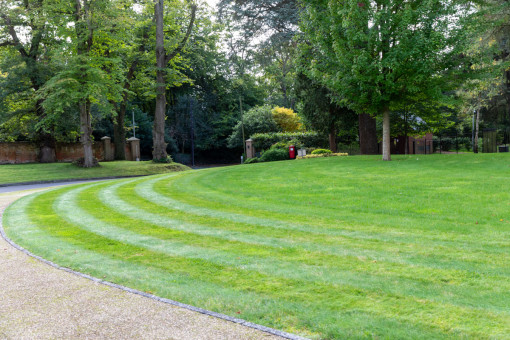 Freshly mown lawn in large grounds