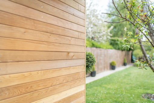 Cedar cladding on garden room