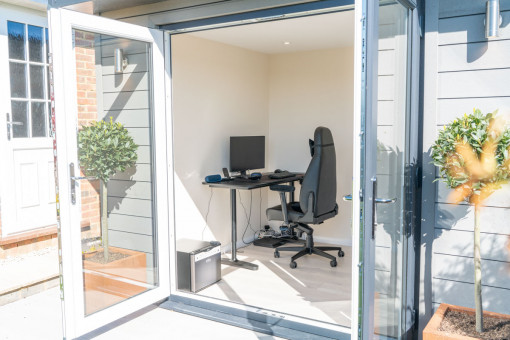 Open doors on garden office