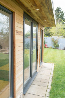 Close up of the external fittings on garden gym