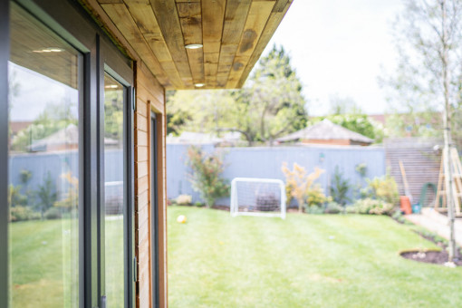 Close up of external lights on garden gym
