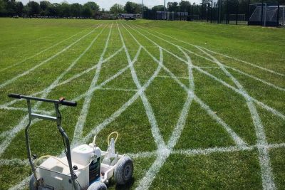 marking lines on grass running track